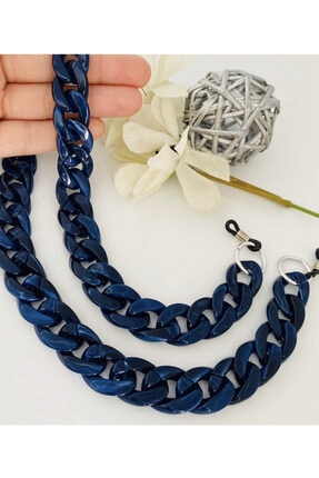 Accessories Şık Havalı Iddialı Hâreli Lacivert Kadın Gözlük Zinciri - Aksesuarı