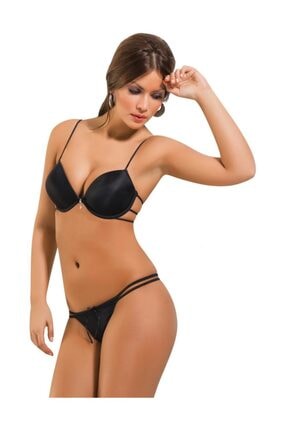 ÖZKAN underwear 6950 Push-Up Balenli Micro Kaplı Taşlı Sütyen Takım