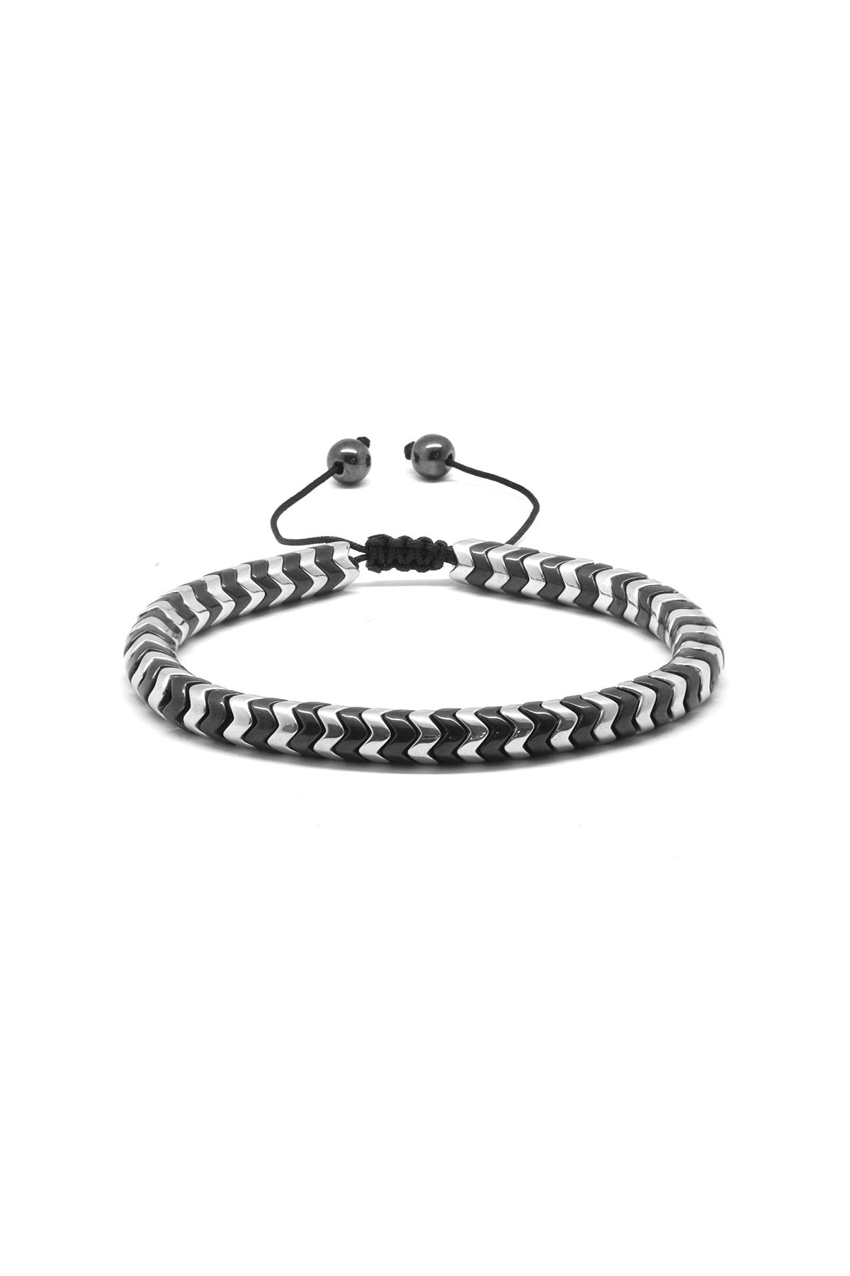 Tesbihane Yılan Tasarım Black-Silver Hematit Doğaltaş Bileklik 104000566