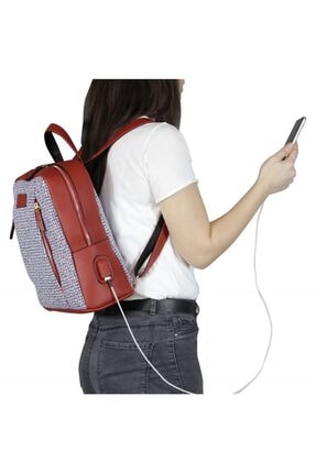 My Valice Smart Bag 1206 Usb Şarj Girişli Kadın Sırt Çantası Kırmızı