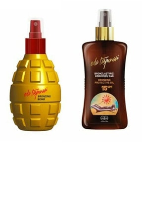 Eda Taşpınar Bronzlaştırıcı Vücut Sprey Bronzing Bomb 200ml + Yoğun Bronzlaştırıcı Yağ 15 Spf
