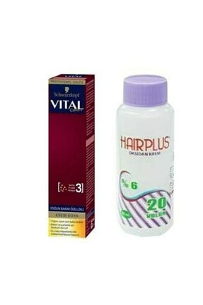 Schwarzkopf Vital Colors Krem Saç Boyası 7-00 Kumral - 60 Ml + Hairplus Mini Oksidan Krem 20 Vol.