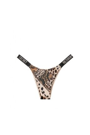 Victoria's Secret Kadın Kahverengi Leopar Desenli Taşlı Brazilian Külot