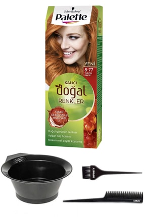 Schwarzkopf Palette Naturel 8-77 Tarçın Bakır - Saç Boyası Ve Saç Boyama Seti, Yağ Bakımlı, Kalıcı Doğal Renkler