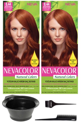 Neva Color 2’li Natural Colors 8.44 Tarçın Bakır - Kalıcı Krem Saç Boyası Ve Saç Boyama Seti 7681655541449