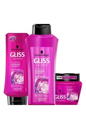 Gliss Supreme Length Şampuan 525 ml + Saç Kremi 360 ml + Maske 300 ml