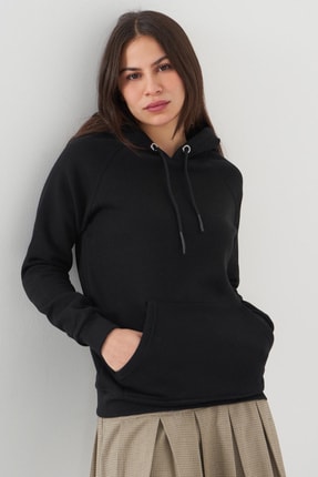 Addax Kadın Siyah Cep Detaylı Sweatshirt S7066-1 - B11 - B12 ADX-0000019965