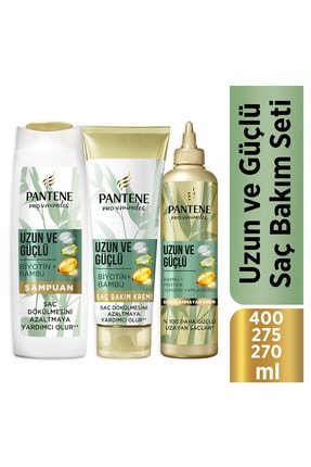 Pantene Uzun ve Güçlü Bambu ve Biotin Saç Bakım Şampuanı 400 ml+Şekillendirici Krem 275 ml+Maske 270 ml