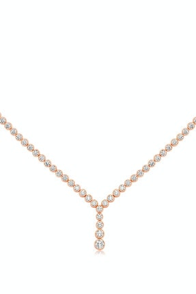 Valori Jewels Top Montür, 5.2 Karat Swarovski Zirkon Taşlı, Süzme Rose Gümüş Su Yolu Gerdanlık