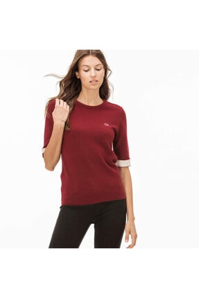 Lacoste Kadın Truvakar Kollu Kaşmir Karışımlı Bordo Triko Kazak