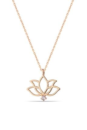 Herisson Kadın 925 Ayar Gümüş Zirkon Lavender Taşlı Lotus Kolye