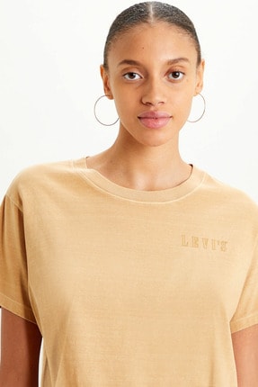 Levi's Graphic Varsity Tee Serif Outline Garment Kadın Açık Kahve Tişört