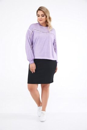 Seamoda Kadın Ön Kısmı Rivet Detaylı Yağ Yıkama Crop Sweatshirt
