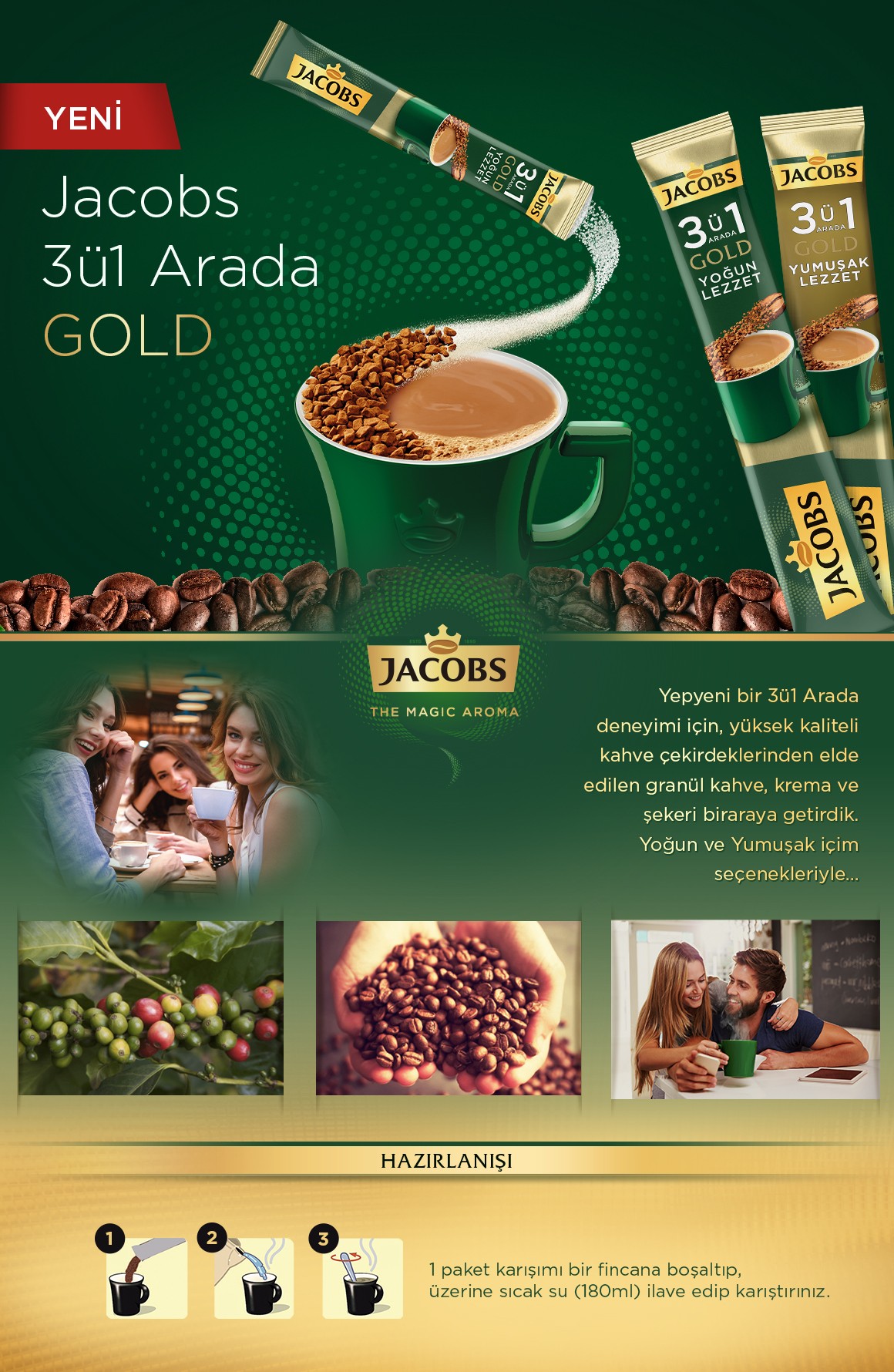 Jacobs 3ü1 Arada Gold Kahve Karışımı Yumuşak Lezzet 100 Adet Trendyol