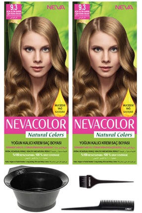 Neva Color 2’li Natural Colors 9.3 Açık Altın Sarısı - Kalıcı Krem Saç Boyası Ve Saç Boyama Seti