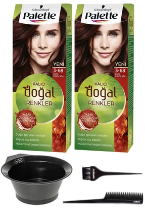 Schwarzkopf 2’li Palette Naturel 3-68 Kızıl Çikolata - Saç Boyası Ve Saç Boyama Seti, Yağ Bakımlı