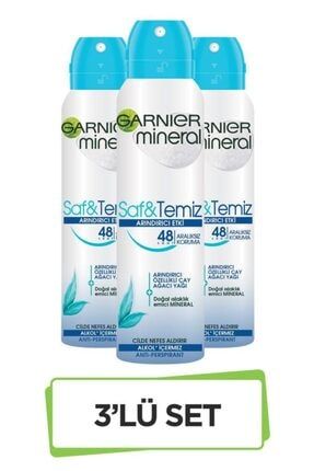 Garnier Mineral Saf&Temiz Sprey Deodorant 3'lü Set 36005420351323