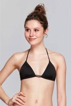Reflections Kadın Siyah Mix Match Üçgen Çıkarılabilir Kaplı Düz Bikini Üst