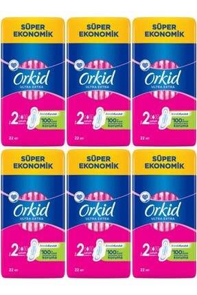 Orkid Ultra Extra Uzun 2 Boy Süper Ekonomik 22 Li Ped 6 Lı Set