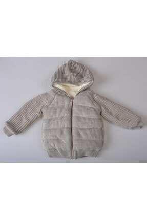 POKY BEBE Unisex Bebek Gri Yeni Sezon Kapüşonlu Kışlık Fermuarlı Mont