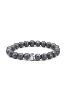 ZUK COLLECTİON Gri Doğal Taş Hematit Taşlı Bileklik ’ Elegance Of Gray ’ 10227
