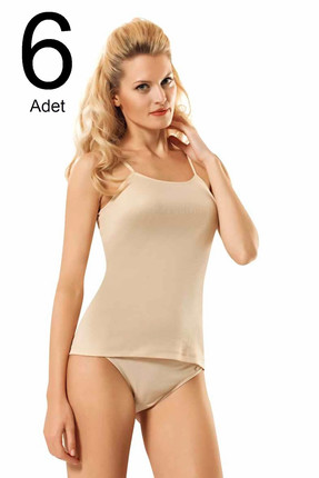 Namaldi Kadın Ten 6'lı Paket Ribana İp Askılı Atlet ELF568N209CCM6