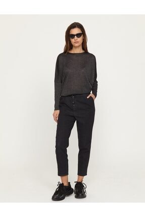 Kayra Kadın Siyah Beli Pileli Dar Paça Denim Pantolon B21 19078a