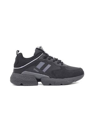 Jump 25739 Kadın Siyah Kalın Taban Spor Yürüyüş Sneaker Ayakkabı