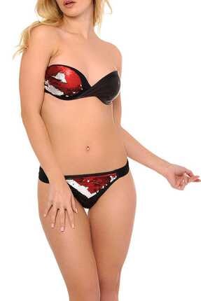 Reflections Kadın Kırmızı Luxury Dolgusuz Straplez Bikini Takımı L1905BKD 056