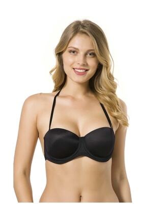 ÖZKAN underwear Kadın Siyah Destekli Micro Sırtı Şeffaf Sütyen 7042