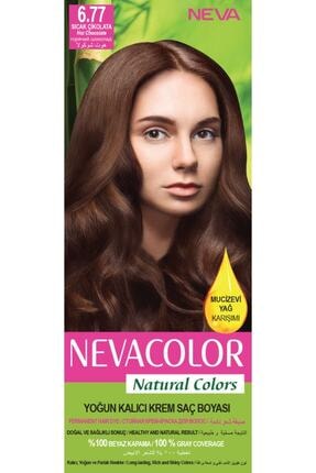 Neva Color Nevacolor Natural Colors 6.77 Sıcak Çikolata - Kalıcı Krem Saç Boyası Seti