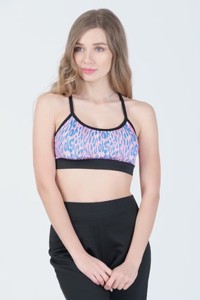 PrettyChic Kadın Siyah Çapraz Askılı Pedli Basic Sporcu Büstiyeri