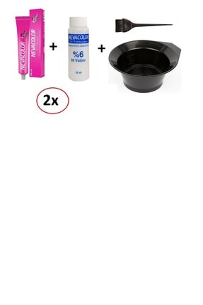 Neva Color Nevacolor Tüp Boya 8.77 Koyu Kumral Küllü Kahve- 2 'li+oksidan 2'li+boyama Kabı+fırçası