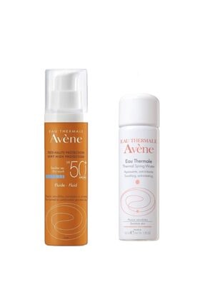 Avène Fluid Spf 50+ Dry Touch 50 Ml + Eau Thermal Spring Water 50 Ml Termal Su
