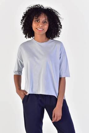 Addax Kadın Buz Mavi Bisiklet Yaka Kısa T-Shirt P9269 - L9 Adx-0000018013