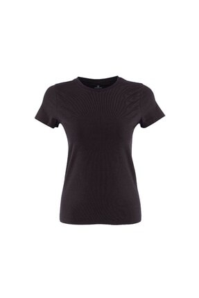 Lumberjack Kadın T-shirt Siyah As00541936 100581832 Ct129 Basic C Neck