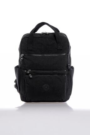 Smart Bags Unisex Siyah Çok Gözlü Su Geçirmez Krinkıl Hafif Kumaş Büyük Boy Sırt Çantası 38*27*15