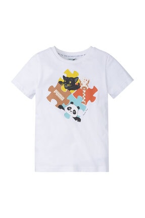 Puma Unisex Çocuk Spor T-Shirt Paw Advanced Tee Puma White 59991402