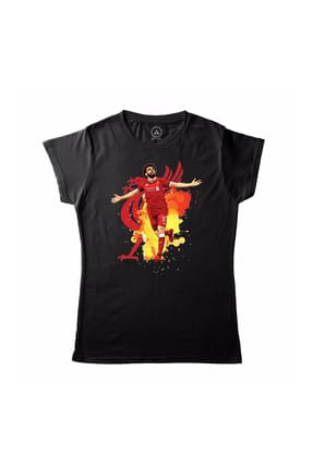 Art T-shirt Kadın Siyah Muhammed (Mohamed) Salah 11 Lıverpool T-Shirt