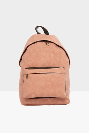 Bagmori Unisex Pembe Pudra Deri Askılı Nubuk Sırt Çantası M000002801