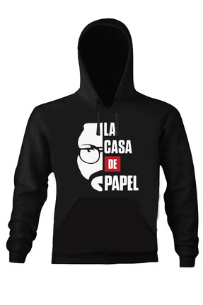 Art T-shirt Erkek Siyah La Casa De Papel El Profesor Unısex Kapüşonlu Sweatshirt ART018424M