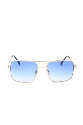 Hane14 Unisex Kare Güneş Gözlügü 5677 Mexx Gold Metal Çerçeveli Mavi Degrade Camlı Unisex