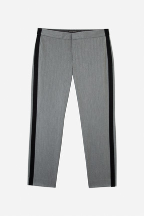 Banana Republic Kadın Gri Avery Straight-Fit Çizgili Pantolon 366781