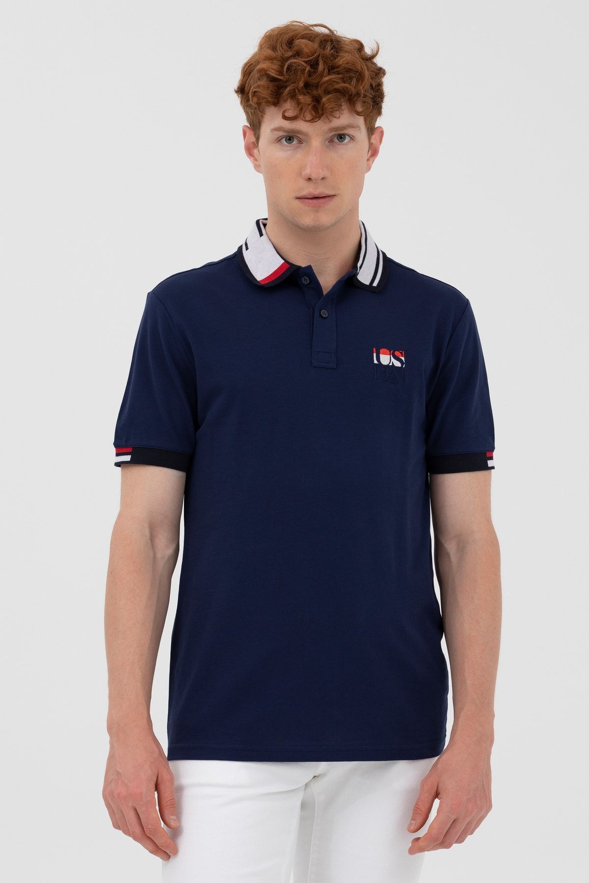 Polo bleu store blanc rouge lacoste