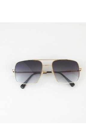 Hane14 Unisex Mexx Gold Metal Çerçeveli Siyah Camlı Köşeli Kare Güneş Gözlügü 4817