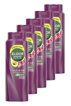 Elidor Doğanın Enerjisi Kalın Ve Gür Saçlar Avokado Özlü Saç Bakım Şampuanı 650 Ml. Beşli Set