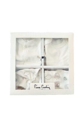 Pierre Cardin Unisex Bebek Beyaz Yeni Doğan 5 Parça Bebe Set Kuzulu Hastane Çıkışı