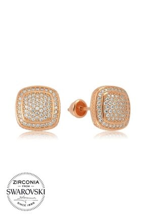 Valori Jewels Şıkırtılı, Swarovski Zirkon Beyaz Taşlı, Rose Gümüş Küpe