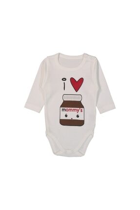 Lullaby Unisex Bebek Beyaz Mommys Çikolatalı Uzun Kol Çıtçıtlı Body