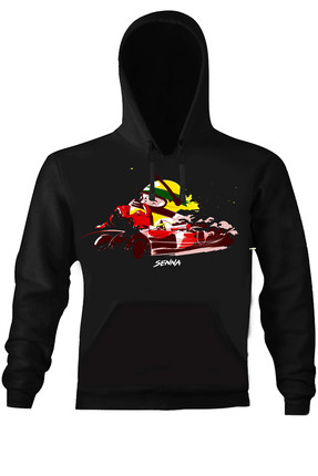 Art T-shirt Kadın Siyah F1 Senna Helmet Kapüşonlu Unısex Sweatshirt ART018582W